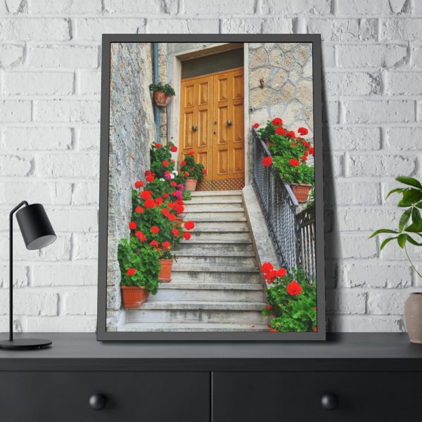 93830-91.jpg Doors With Flowers Framed Poster