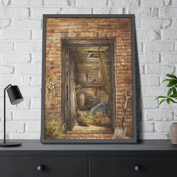 93831-55.jpg Brick Wall with Open Door and Shovel by Elizabeth Murray Framed Poster