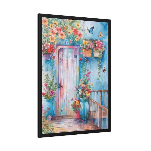93831-69.jpg Whimsical Door With Garden of Potted Plants Framed Poster