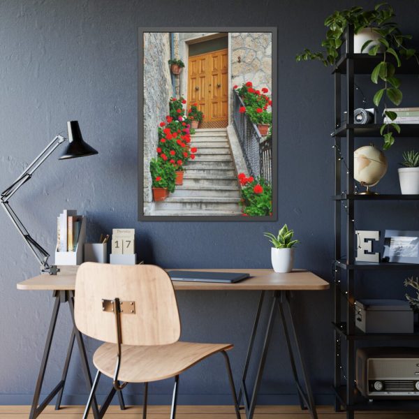 93831-90.jpg Doors With Flowers Framed Poster