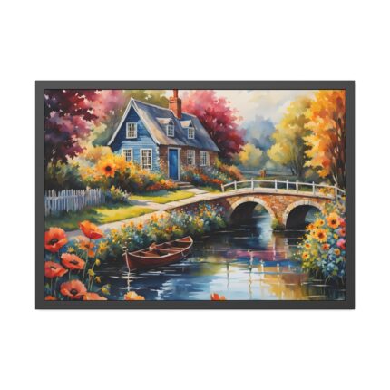 Cottage By A River Framed Poster