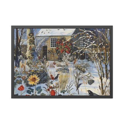 Winter Snow Whimsical Landscape Art Framed Poster