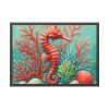 Underwater Scene With a Red Coral Reef and Seashells Framed Poster