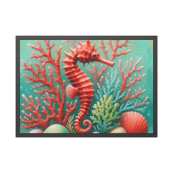Underwater Scene With a Red Coral Reef and Seashells Framed Poster