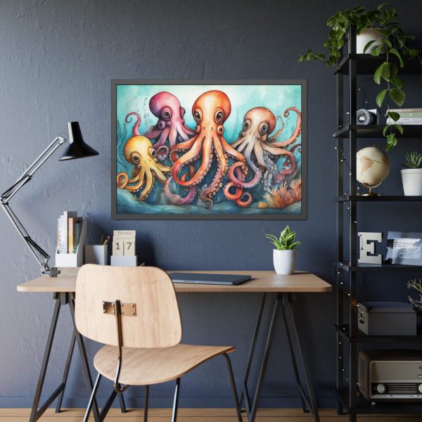 93854-198.jpg Cute Art Of Cartoon Octopuses Framed Poster