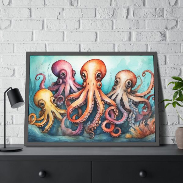 93854-199.jpg Cute Art Of Cartoon Octopuses Framed Poster