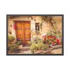 93854-208.jpg Wooden Door With Flowers in The Front Framed Poster
