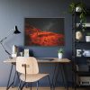 93854-258.jpg Glowing Red Mountain Under Starry Sky Framed Poster