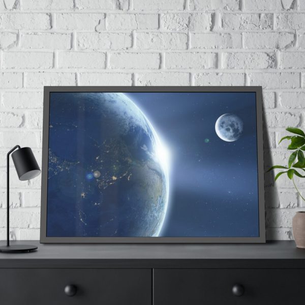 93854-311.jpg Earth Moon Ache Sunrise Framed Poster