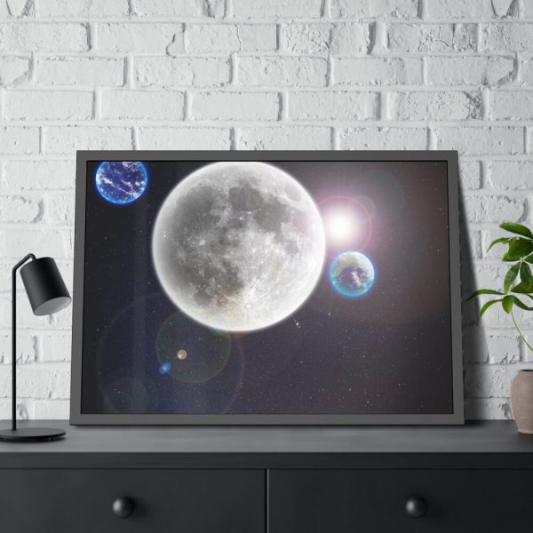 93854-323.jpg Moon in Galaxy Framed Poster