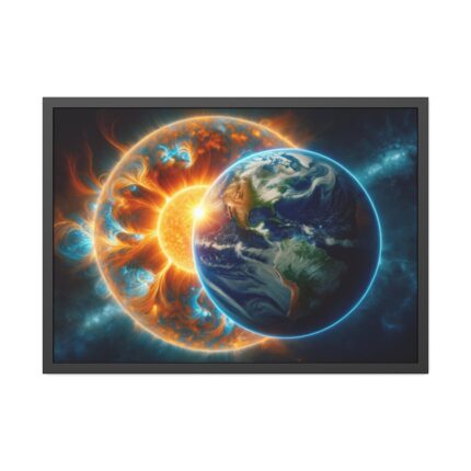 Planets Earth and Sun in Space Framed Poster
