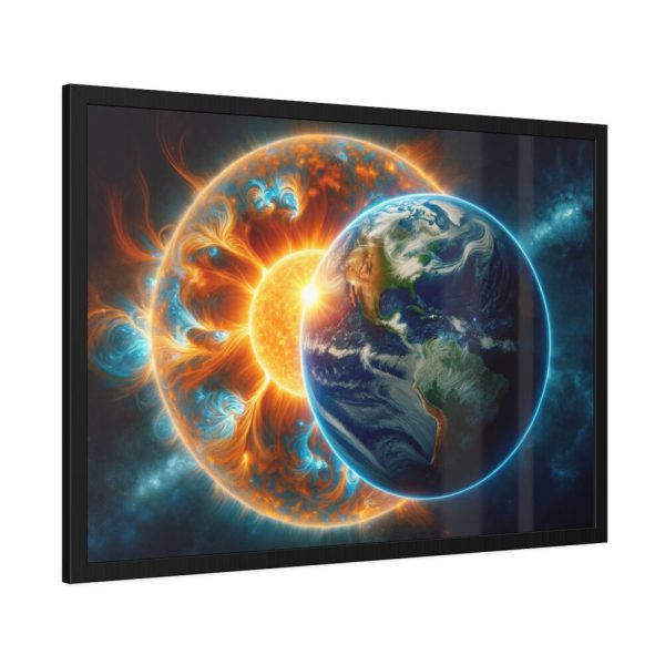 93854-397.jpg Planets Earth and Sun in Space Framed Poster