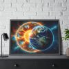 93854-399.jpg Planets Earth and Sun in Space Framed Poster