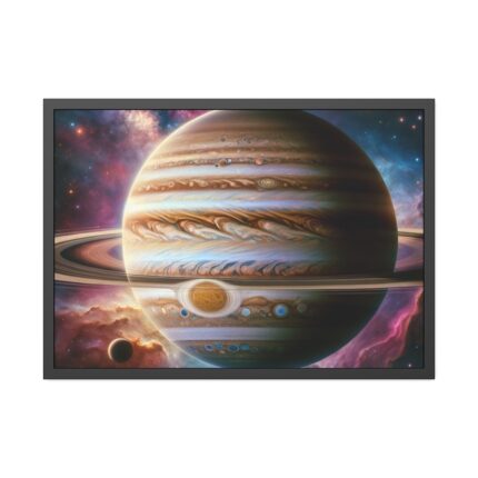 Majestic Gas Giant With Intricate Rings Framed Poster