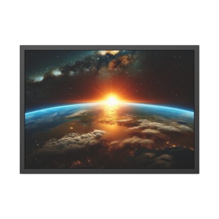 Beauty of Celestial Sunrise Over Earth Framed Poster