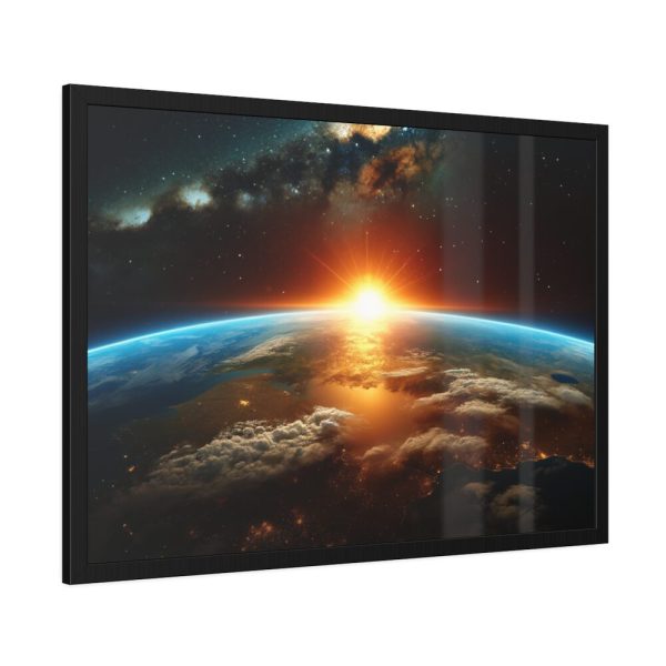 Beauty of Celestial Sunrise Over Earth Framed Poster