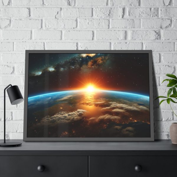 Beauty of Celestial Sunrise Over Earth Framed Poster