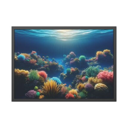 Colorful Coral in the Deep Blue Ocean Framed Poster