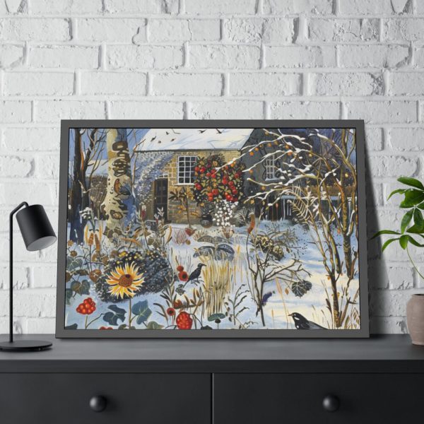 93855-104.jpg Winter Snow Whimsical Landscape Art Framed Poster