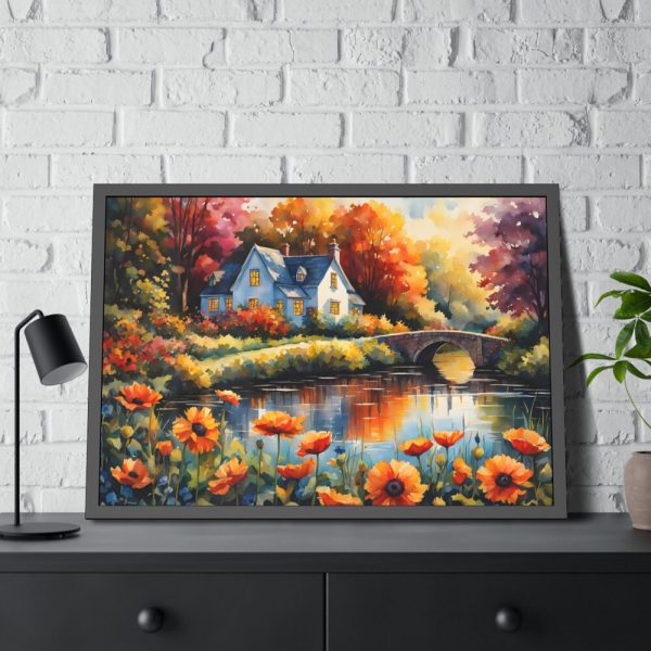 93855-120.jpg Riverside Cottage Framed Poster