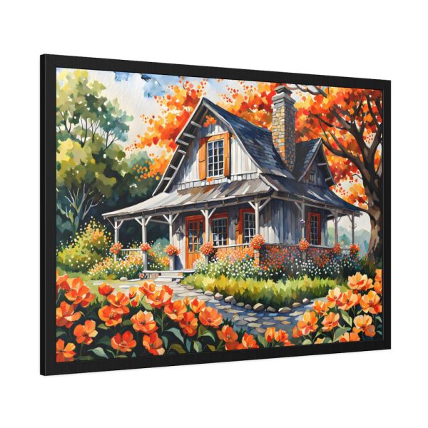 93855-134.jpg Old Fashioned Rustic Cottage in a Flower Garden Framed Canvas