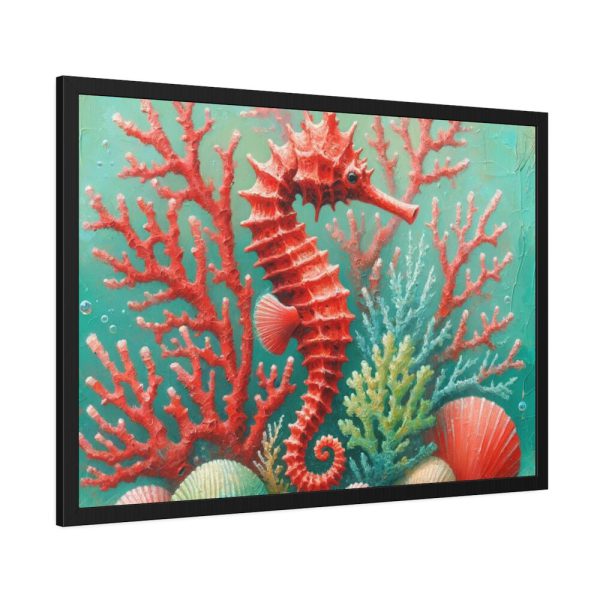 Underwater Scene With a Red Coral Reef and Seashells Framed Poster