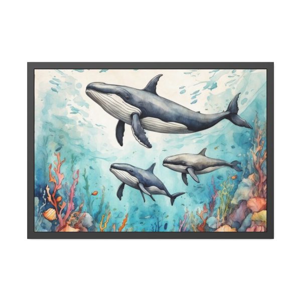 93855-189.jpg Watercolor Whales Under The Sea Framed Poster