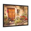 93855-206.jpg Wooden Door With Flowers in The Front Framed Poster
