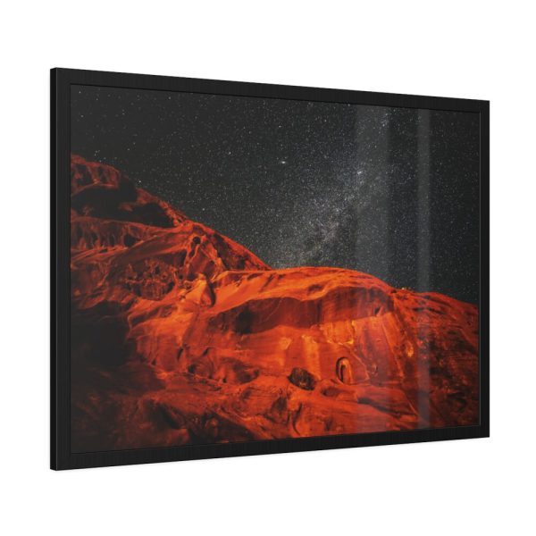 93855-254.jpg Glowing Red Mountain Under Starry Sky Framed Poster