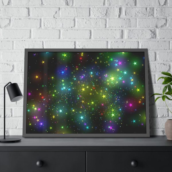 93855-296.jpg Star With Multicolor Lights Framed Poster