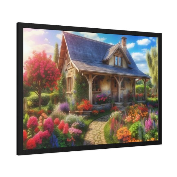 93855-37.jpg Flower Garden With Cottage Framed Poster