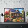 93855-39.jpg Flower Garden With Cottage Framed Poster
