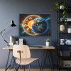 93855-395.jpg Planets Earth and Sun in Space Framed Poster