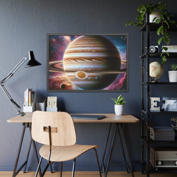 Majestic Gas Giant With Intricate Rings Framed Poster