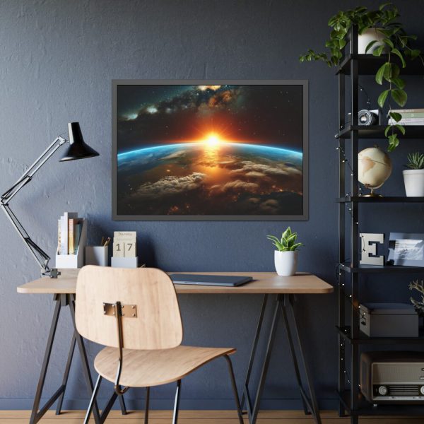 Beauty of Celestial Sunrise Over Earth Framed Poster