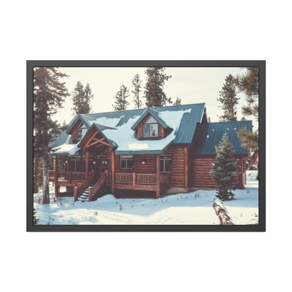 93855-88.jpg Snow Covered Log Cabin in the Forest Framed Poster