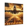 101419-40.jpg Airplane Taking Off From Runway at Sunset Standard Canvas