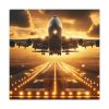101419-41.jpg Airplane Taking Off From Runway at Sunset Standard Canvas
