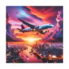 101419-46.jpg Large Airplane Flying During a Vibrant Sunset Standard Canvas