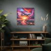 101419-49.jpg Large Airplane Flying During a Vibrant Sunset Standard Canvas