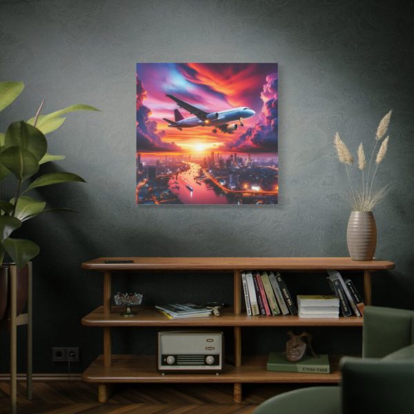 101419-49.jpg Large Airplane Flying During a Vibrant Sunset Standard Canvas