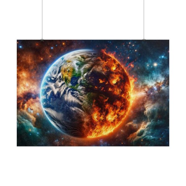 101875-1.jpg Planet's Fiery Destruction and Serene Beauty of Life Poster