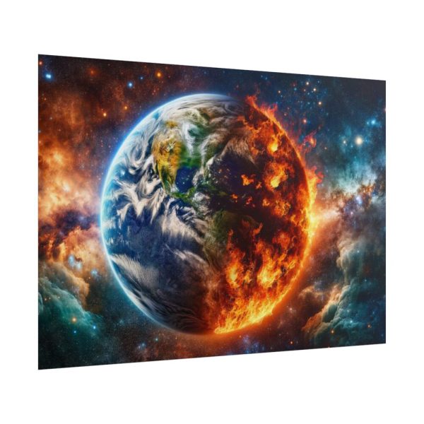 101875-2.jpg Planet's Fiery Destruction and Serene Beauty of Life Poster