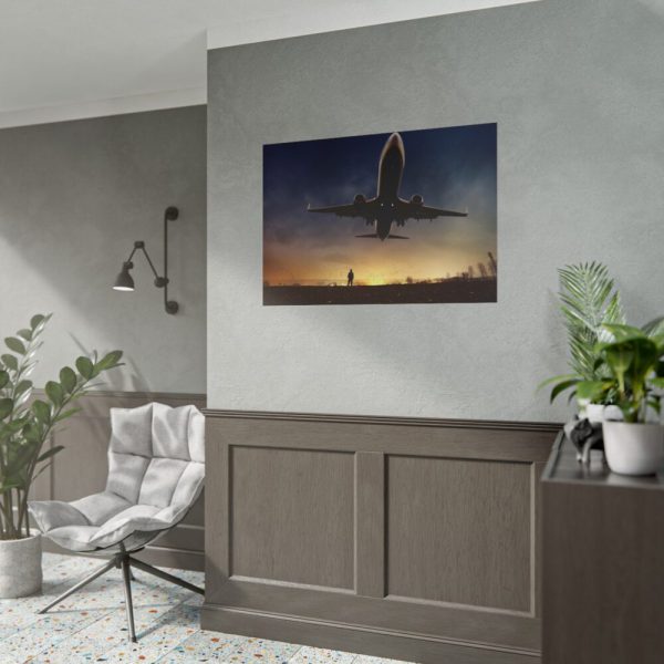 101875-369.jpg Man With Airplaine in Landscape Poster