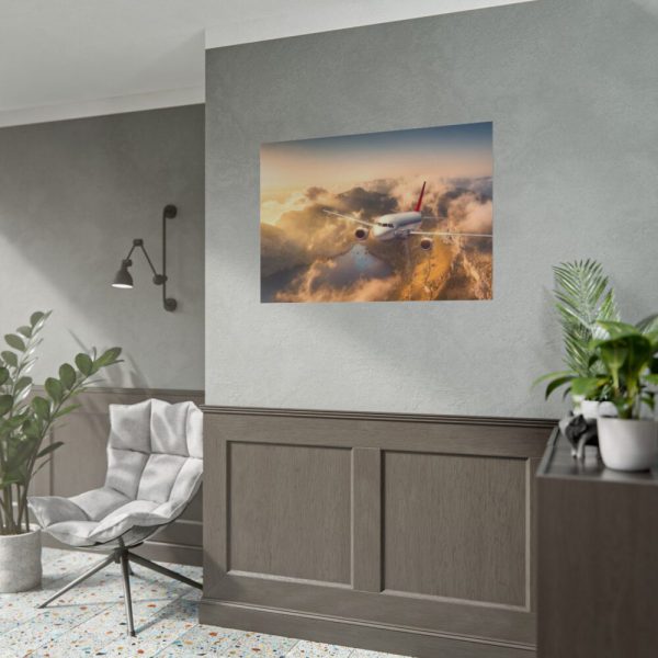101875-379.jpg Airplane Flying Above Mountains Poster