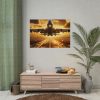 101875-388.jpg Airplane Taking Off From Runway at Sunset Poster
