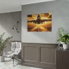 101875-389.jpg Airplane Taking Off From Runway at Sunset Poster