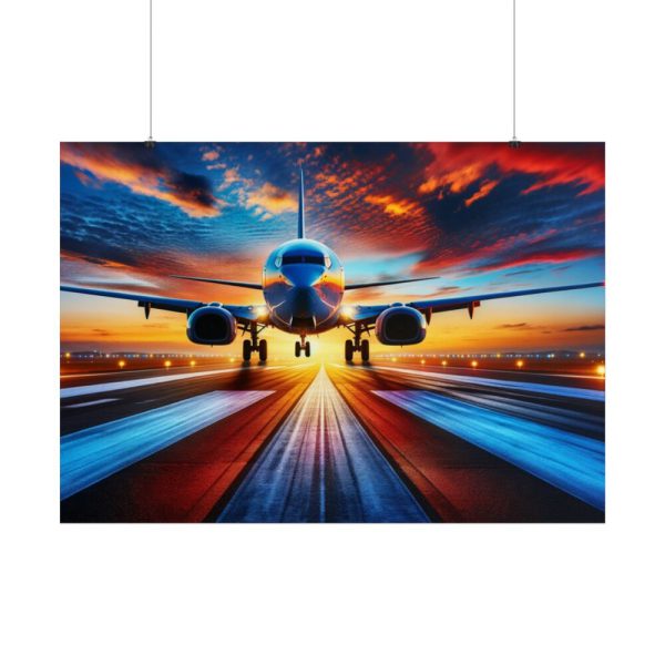 101875-391.jpg Commercial Airplane Positioned on Runway Poster