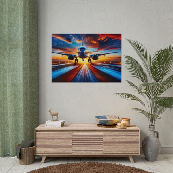 101875-393.jpg Commercial Airplane Positioned on Runway Poster