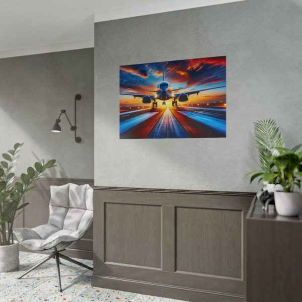 101875-394.jpg Commercial Airplane Positioned on Runway Poster